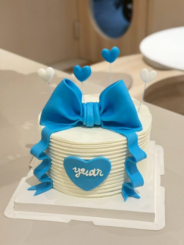 水藍色翻糖蝴蝶結 翻糖蝴蝶結蛋糕